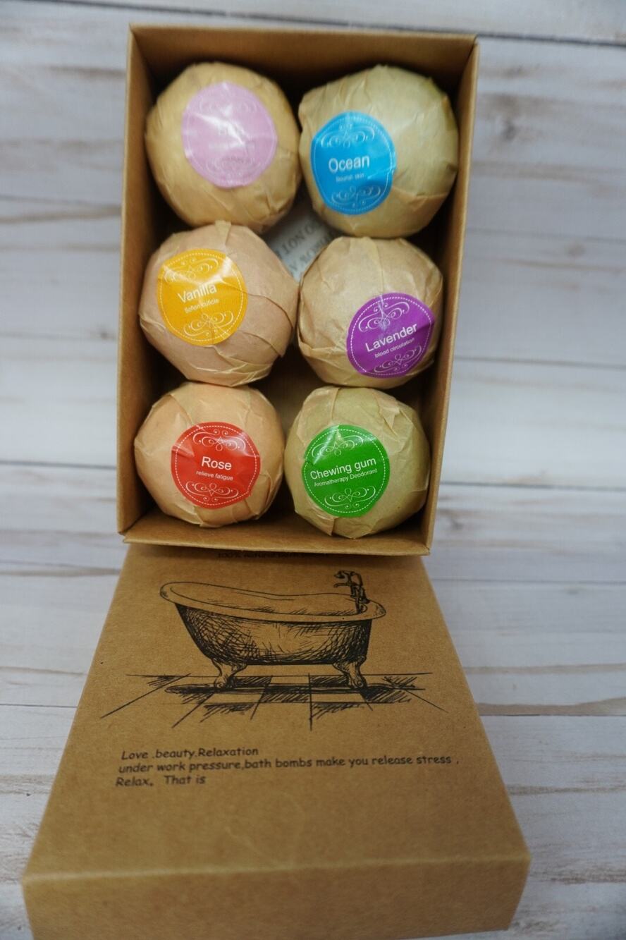 Set of 6 Bath Bombs Sealed 6 Organic Handmade Large 2.1 Oz 100% Natural Bath